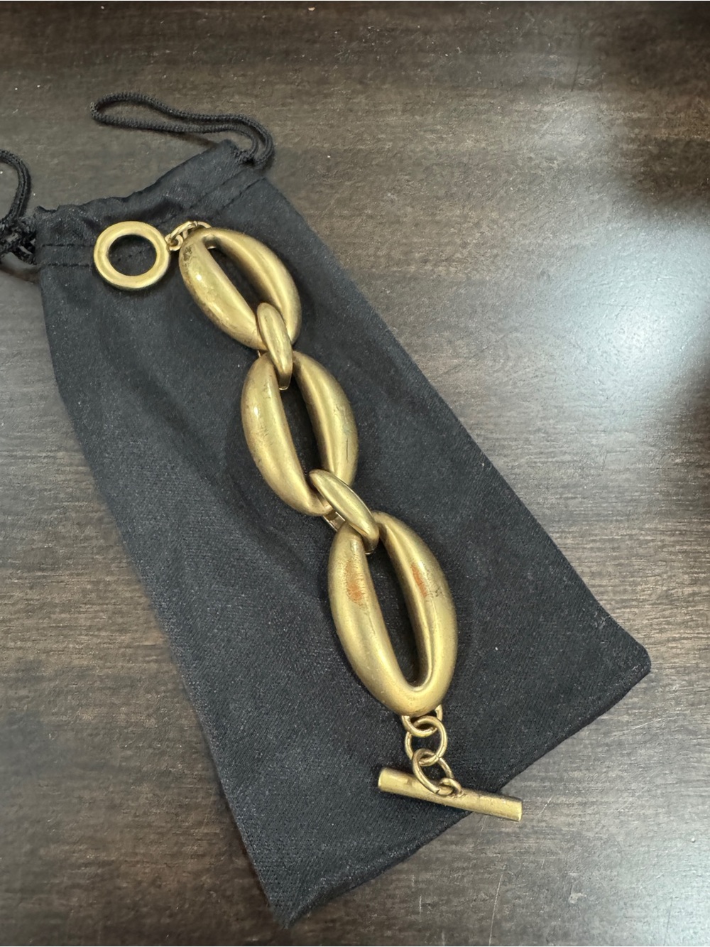 Zara Brass-Tone Oval Link Toggle Bracelet - Gold